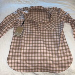 Burberry Pink and Brown Plaid Button Down Shirt